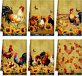 6 Pcs Farmhouse Kitchen Towels Rooster Dish Towels Cock Dishcloths Sunflower Retro Hand Cloths Rustic Cock Mom Gifts for Kitchen Christmas Bathroom Decor Housewarming Gift