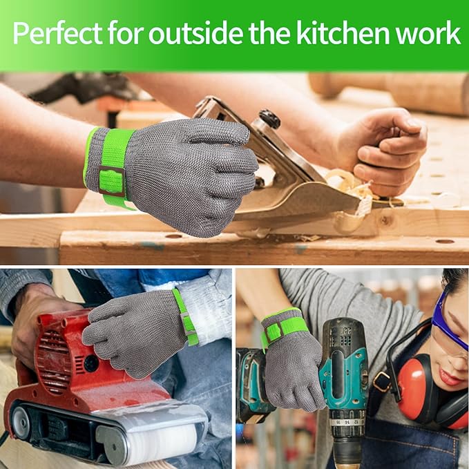 Level 9 Cut Resistant Kitchen Glove,Food Grade,Machine Washable,Stainless Stell Wire Metal Mesh Safety Work Glove for Mandolin,Meat Cutting,Oyster Shucking,and Wood Working(Small)