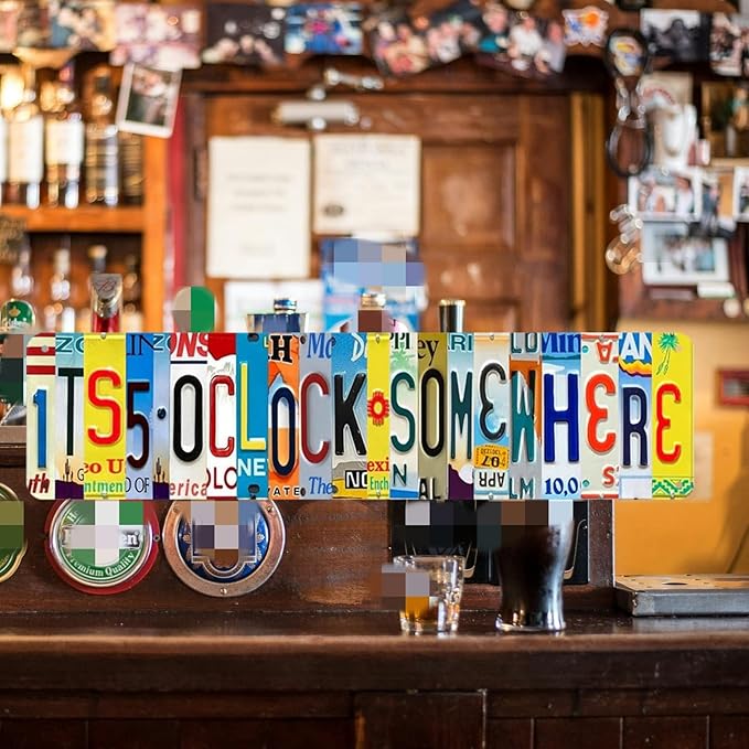 Cenacle It's 5 O'clock Somewhere Bar Signs Man Cave Decor Vintage Metal Wall Decor Sign 4x16 Inches