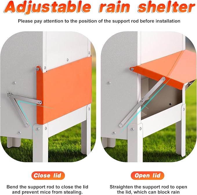 Automatic Chicken Feeders 30lb Metal Poultry Feeder no Waste Large Hanging Chicken Feeders Trough with Leg for Chickens Coop Quail Ducks Outside Galvanized Waterproof Chicken Feeder (30LB)