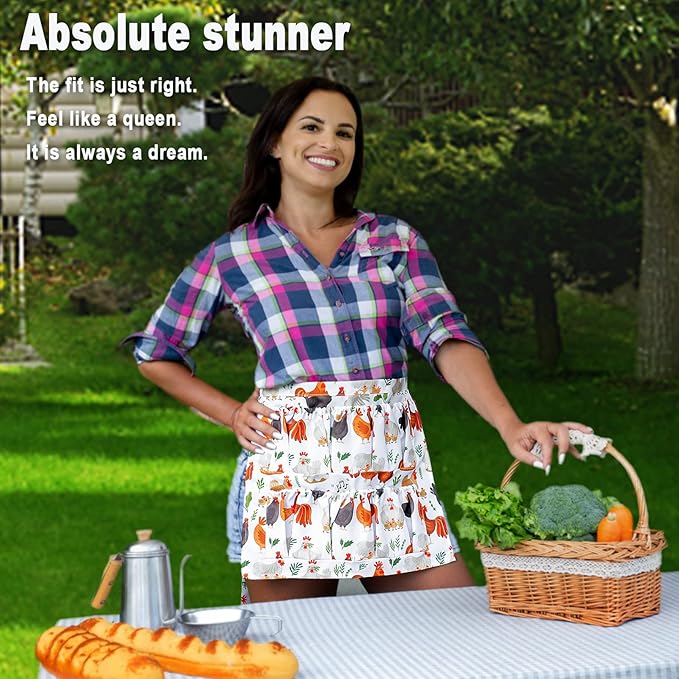 Egg Collecting & Gathering Apron with 8 Pockets - Chicken Egg Apron for Women/Men, Fresh Eggs Collection (Hen Design, Gifts for Chicken Keepers)