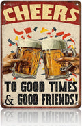 Cheers Beer Iron Sign Poster Cheers Beer Toast Metal Tin Sign Cheers Beer Toast Sign Home Decor Garage Bar Restaurant Kitchen Cafe Bar Pub 12x16 Inch Wall Art Decor