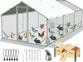 Quictent Large Metal Chicken Coop Run for 30+ Poultry with Nesting Box, Side Hardware Cloth & Cover, Advanced Series Outdoor Walk-in Cage Hen Duck Rabbit Dog Pen Yard Farm House, 18x9x6.6FT