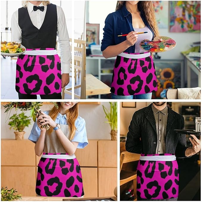 Server Waist Aprons Waitress Unisex Chef Works Half Apron with 3 Pockets