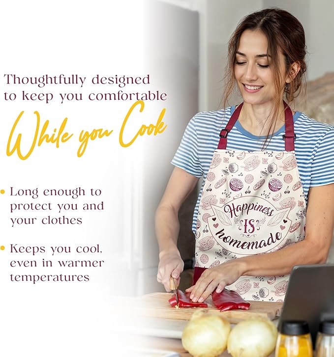 Waterproof Apron for Adults – Adjustable Fit with Deep Pockets, Stylish Cooking & Baking Apron for Women & Men