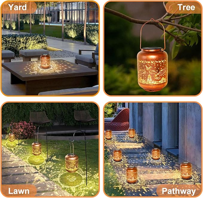 Eagle Solar Lanterns Outdoor Waterproof Eagle Birthday Gifts for Women Mom Grandma Hanging Metal Solar Lights Garden Ornament Outside for Yard, Patio Decor