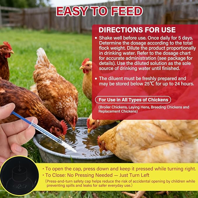 De-womax for Chickens Suspension Concentrate Formula – Liquid Poultry Management Solution for Broiler Chicken, Laying Hens, Breeding & Replacement Chickens – Water Dilution Use, 5 mL