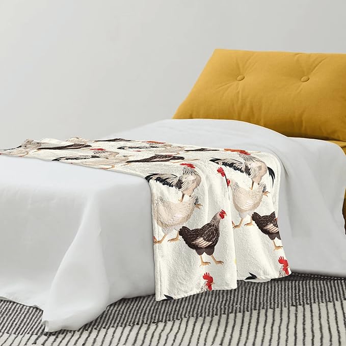 Chicken Blanket Gifts for Adults Kids, Large 60x80 Farmhouse Decor for Home, Easter Birthday Gifts for Chicken Lovers Women, Soft Fuzzy Rooster Chicks Themed Throw for Bed