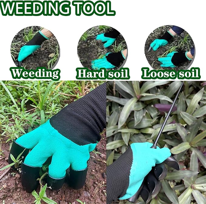 Stainless Weeding Artifact Uprooting Weeding Tool, Stainless Steel Forged Weed Puller 4 Teeth Dual Purpose Weeder, Standup Weed Root Pulling Tool and Picker for Backyard Farm Planting (Black 2Pcs)