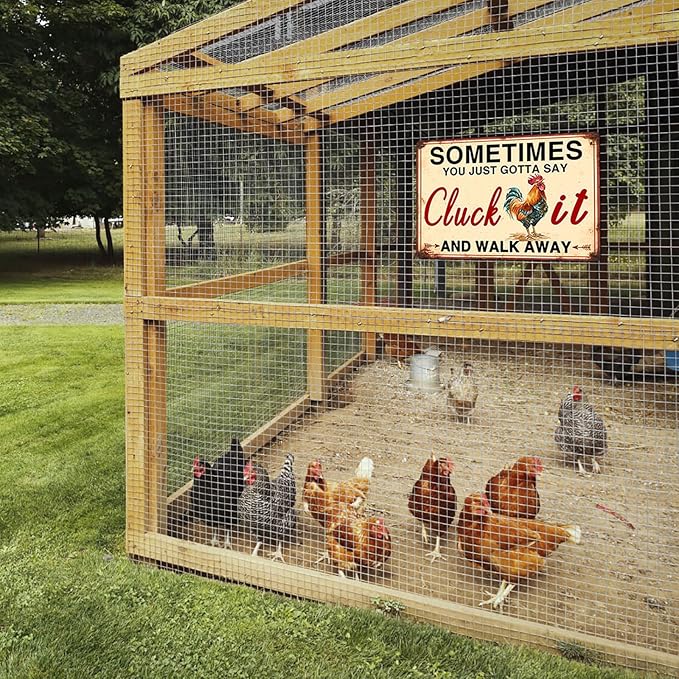 Sometimes You Just Gotta Say Cluck It and Walk Away Metal Tin Sign Funny Retro Chicken Coop Accessories Farmhouse Home Kitchen Wall Art Decor 8x12 Inch