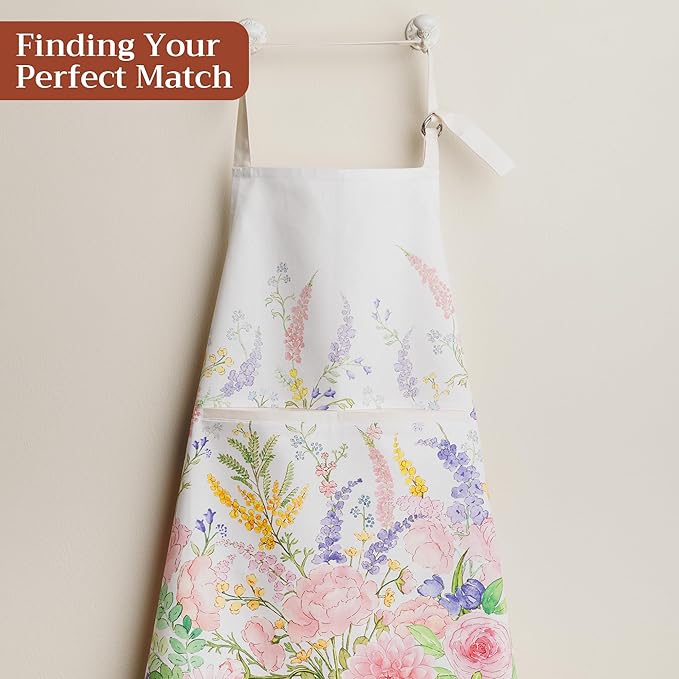 Maison d' Hermine 100% Cotton Apron for women with Pocket Kitchen Chef Apron for Men Cooking Easter Decorations