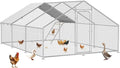 Large Metal Chicken Coop Run with Roosting Perch, Outdoor Waterproof & UV-Resistant Cover for Chickens, Ducks, Rabbits, and Hens in Yard or Farm Use Spire Roof (13.1'Wx19.7'Lx 6.5'H)