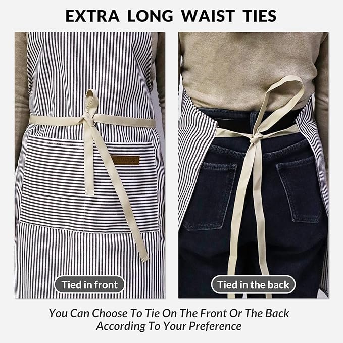 ATROPOS 2 Pieces Aprons for Women with Pockets, Aprons for Men, Womens Kitchen Apron, Cooking Apron Adjustable Bib Chef Apron(Unisex)