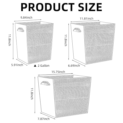 2 Gallon Wooden Trash Can - Rustic Decorative Waste Paper Basket - Garbage Bin for Bedroom, Bathroom, Office, Living Room
