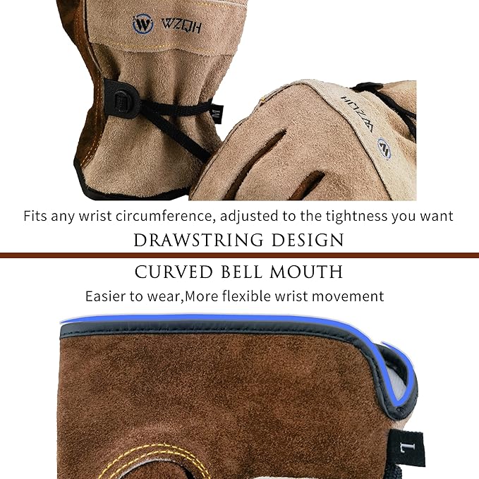 Leather Work Gloves for Men or Women. Medium Glove for Gardening, Tig/Mig Welding, Construction, Chainsaw, Farm, Ranch, etc. Cowhide, Cotton Lined, Utility, Firm Grip, Durable. Coffee-grey M