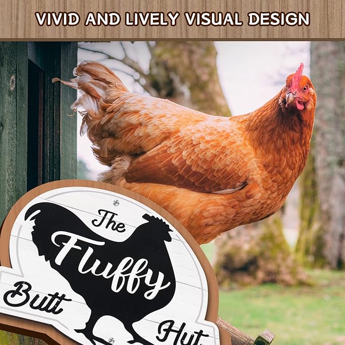 The Fluffy Butt Hut Signs,Chicken Coop Sign,Home Chicken Shed Decor (white)