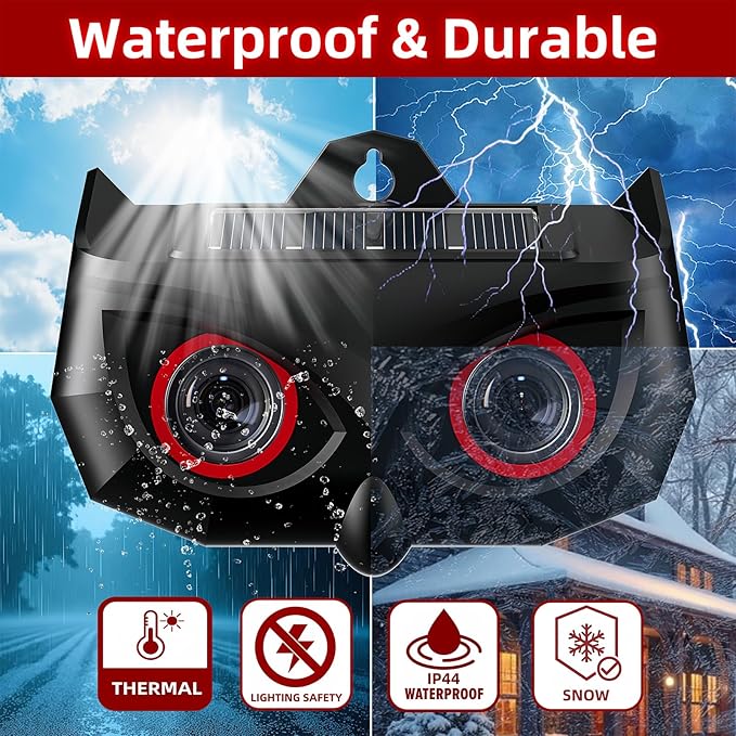 2025 Solar Nocturnal Animal Repeller,4 Pack Racoon Repellent Outdoor,Waterproof Deer Repellent Device,Wall-Mounted Red Flashing Light, Skunk Fox Coyote Deterrent for Chicken Coop Garden Yard