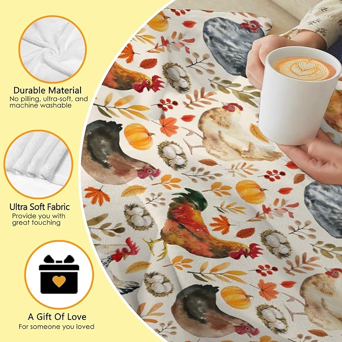 Chickens Blanket | Ultra Soft Farm Chickens Blanket | Farmhouse Decor for Couch Sofa Bed | Thanksgiving Fall Decor Gift | Gifts for Farm Chickens Animal Lovers | 40"x50" for Kids