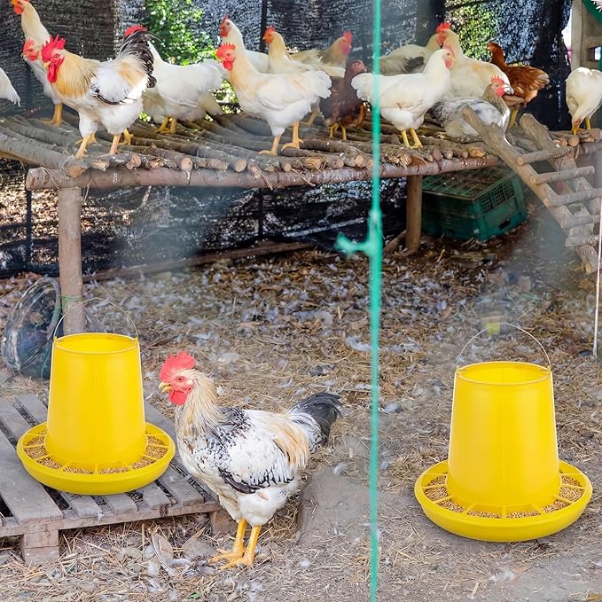 Shellwei 8 Pack 17.6 lb Hanging Chicken Feeders Large Chick Feeder Chicken Food Dispenser for Large Automatic Plastic Poultry Feed Dispensers for Ducks Geese Turkeys Quail