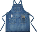 Denim Apron with Multi Pockets for Kitchen, Cooking, BBQ & Gardening