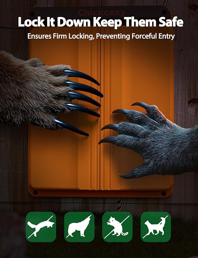 Solar-Powered Automatic Chicken Coop Door, Dual Motor Coop Door with Light Sensor, Timer & Manual Mode, Chicken Opener with Anti-Pinch System, Detachable Controller, Dual Power Options, Weatherproof