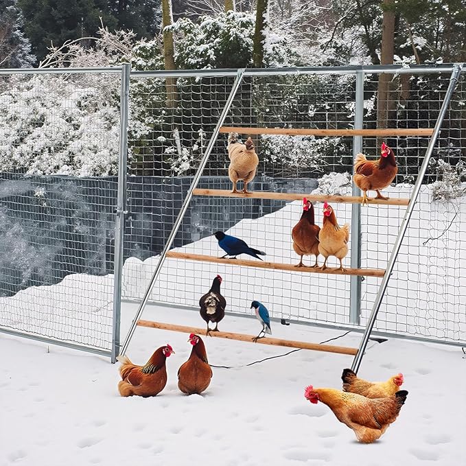VINGLI Chicken Perch with Wood Stick, Easy to Assemble Roosting Bars for Coop, Durable Roost Perfect for Backyard Poultry Coop & Farm Use (56'' L x 41'' W)