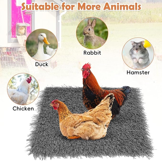 Hamiledyi Chicken Nesting Pads 6 Pcs Washable and Reusable Nesting Pads for Chicken Coop Artificial Grass Rug Carpet Synthetic Turf Mat Garden Lawn Bedding for Chicken Hen Small Pets(Grey, 12"x12")