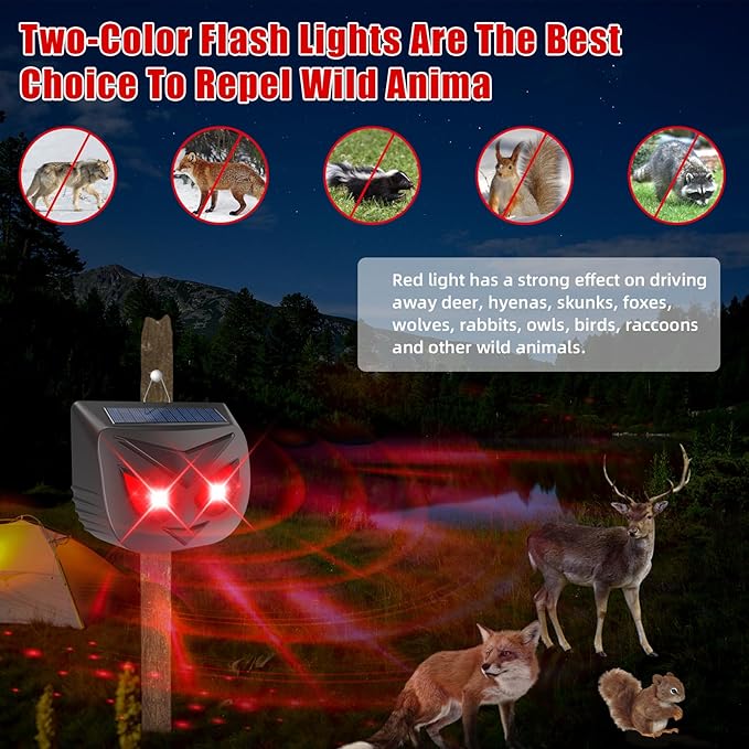 Solar Nocturnal Animal Repeller Outdoor Predator Eyes Coyote Deterrent Predator Lights for Chicken Coop, Raccoon Repellent Deer Repellent Devices Deterrent Lights for Skunk Fox Yard Garden, 4 Pack