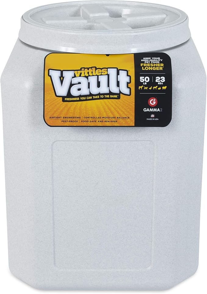 Gamma2 Vittles Vault Pet Food Storage Container Bundle - 50lbs [14" L x 20" H] and 25lbs [12" L x 13.75" H] Airtight Containers for Dog and Cat Food