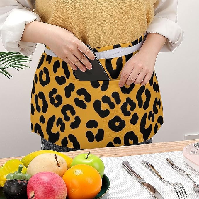 Server Apron with 3 Pockets Waist Waiter Waitress Half Apron Short Aprons