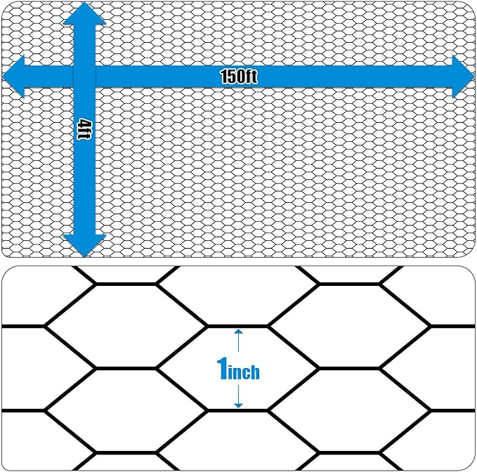Fencer Wire 20 Gauge Black Vinyl Coated Poultry Hex Netting with 1 inch Mesh (4 ft. x 150 ft.)