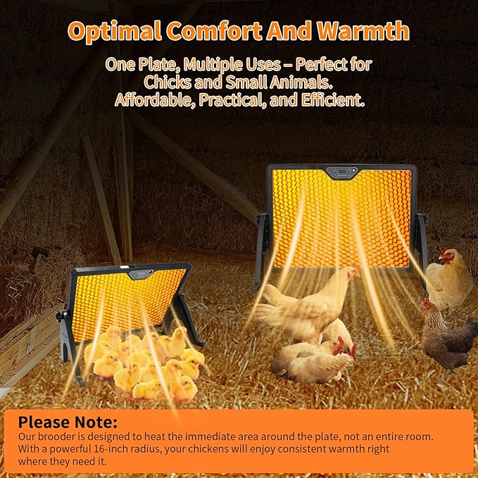 180W Radiant Chicken Coop Heater Energy-Efficient Winter Heating, Safer Alternative to Brooder Lamps,Heater with 2 Heating Plates for Chick Kitten Puppy Pets Animals