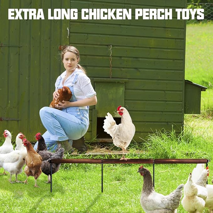 2 PCS Chicken Toys,Extra Long Chicken Perch Toys,Woodern Chickens Roosts and Perches Stand Training Perch for Poultry Rooster Chicks Large Bird Chicks Parrot, 44.88” Long (Antique Color)