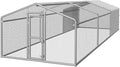Large Metal Chicken Coop, Chicken Run for 20-30 Chickens, Heavy Duty Walk-in Poultry Cage with Waterproof Anti-UV PE Cover for Ducks Rabbits Geese, 19.5x9.7x6.4ft