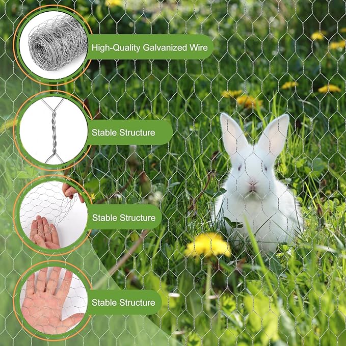 Chicken Wire Mesh,13.7"×169" Poultry Wire Netting,1" Hole Size Hexagonal Galvanized Chicken Wire Mesh Fencing,Outdoor Anti-Rust Garden Animal Barrier Fence for Chicken Coop Barrier Rabbit Cage