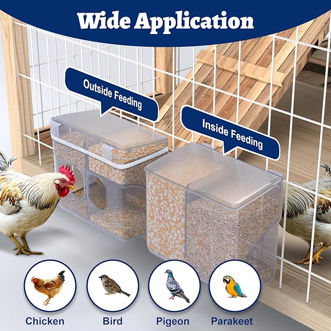 Automatic Chicken Feeder, Prevent Overfed Holds Max 4.5 Pounds, Large Gravity Fed Automatic Poultry Feeders, Rainproof Chicken Coop Accessories Fit for Outside & Inside Chicken Coop