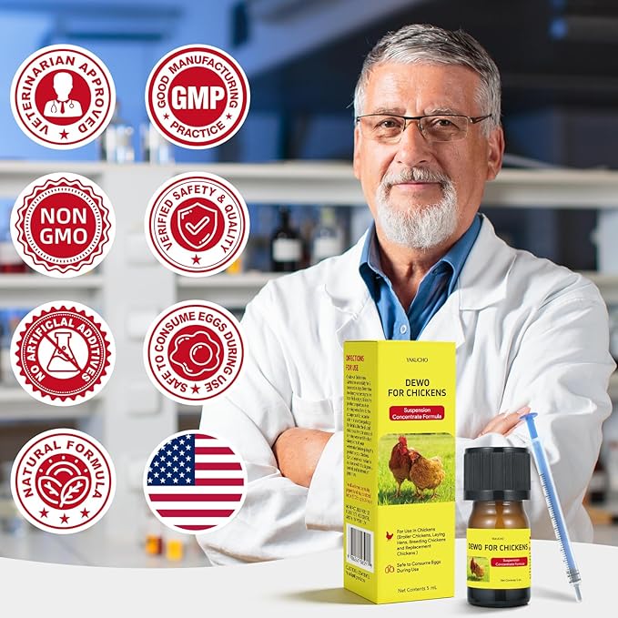 De-womax for Chickens Suspension Concentrate Formula – Liquid Poultry Management Solution for Broiler Chicken, Laying Hens, Breeding & Replacement Chickens – Water Dilution Use, 5 mL