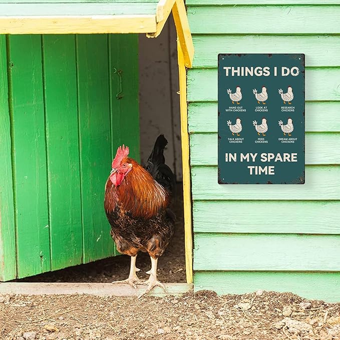 Jakayla Funny Chicken Metal Sign – Vintage Farmhouse Wall Decor, Retro Tin Sign for Home Farm Chicken Coop Farmhouse Kitchen Garden Decor 8x12 Inch