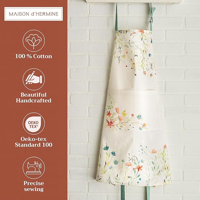 Maison d' Hermine 100% Cotton Apron for women with Pocket Kitchen Chef Apron for Men Cooking Easter Decorations