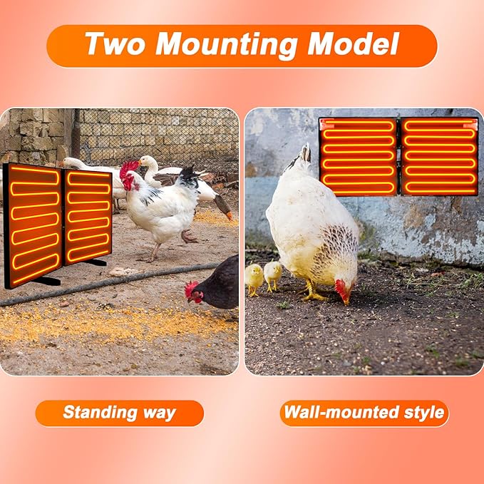 Chicken Coop Heater - Adjustable Temperatures & 5 Timers, Large Size Foldable Energy Efficient Radiant Heat Coop Heater for Chicken, Kitten, Puppy & Pets