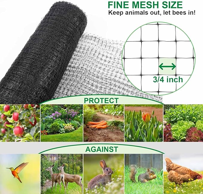 Deer Netting Fence, 8ft x 100ft Bird Netting Heavy Duty Garden Netting for Garden Protection Fruit Trees Vegetable Plants Against Birds, Deer and Other Animals