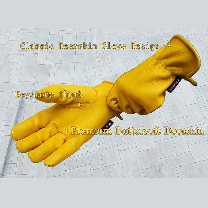 SKYDEER Full Grain Deerskin Leather Gloves for Men and Women, Extra Soft and Hands Protection, 3D Ergonomic Design (SD2210)
