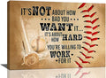 Baseball Wall Art Inspirational Sport Theme Wall Decor Motivational Quotes Pictures Canvas Prints Artwork Baseball Decor For Boys Room Playroom Bedroom Gym Framed 24"x16"