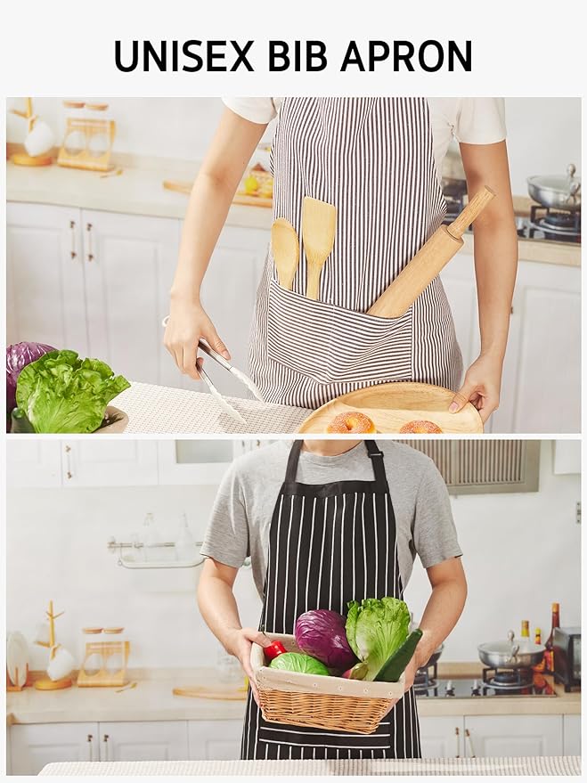 Syntus Adjustable Bib Apron with 2 Pockets Cooking Kitchen Aprons for Women Men Chef