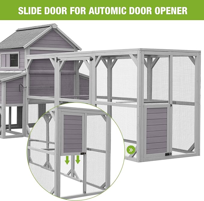 GUTINNEEN Large Chicken Coop 135" Chicken House with Run Wooden Hen House Poultry Cage with 6 Large Nesting Boxes,10-15 Chickens