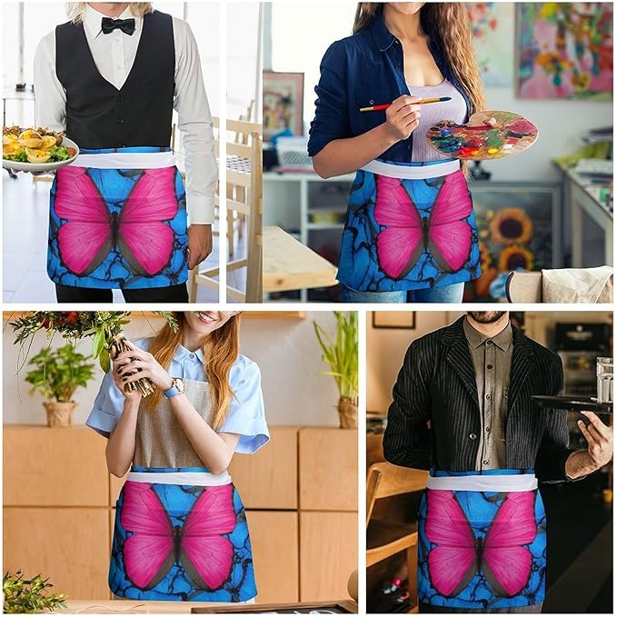 Half Apron with 3 Pockets Chef Cooking Kitchen Restaurant Aprons for Women Men