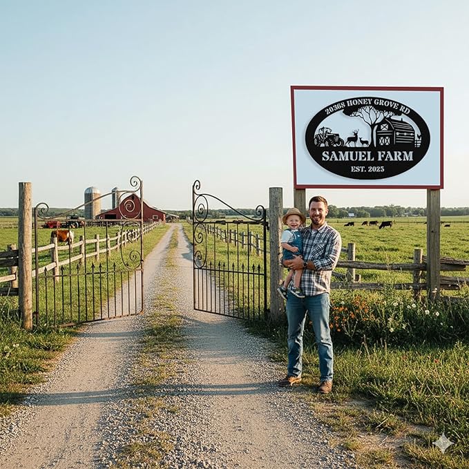 Personalized Metal Farm Signs, Custom Ranch Sign, Customized Farm Metal Signs Outdoor, Custom Large Hanging Family Name Sign for Farms, Ranch, Barn, Farmhouse