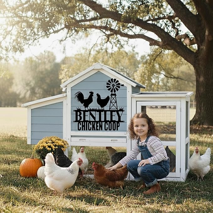 Custom Chicken Coop Metal Sign, Personalized Chicken Coop Sign for Outside, Custom Metal Hen House Farm Signs, Chickens Hen House Farmhouse Wall Art Decor