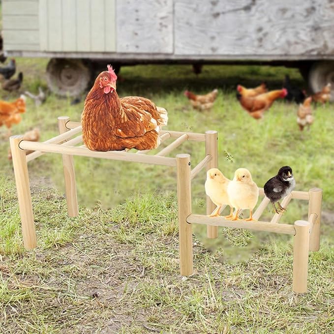 Chicken Perch for Inside Coop Roosting Bar Wooden for Platform Easy to Assemble Standing Rack Frame for