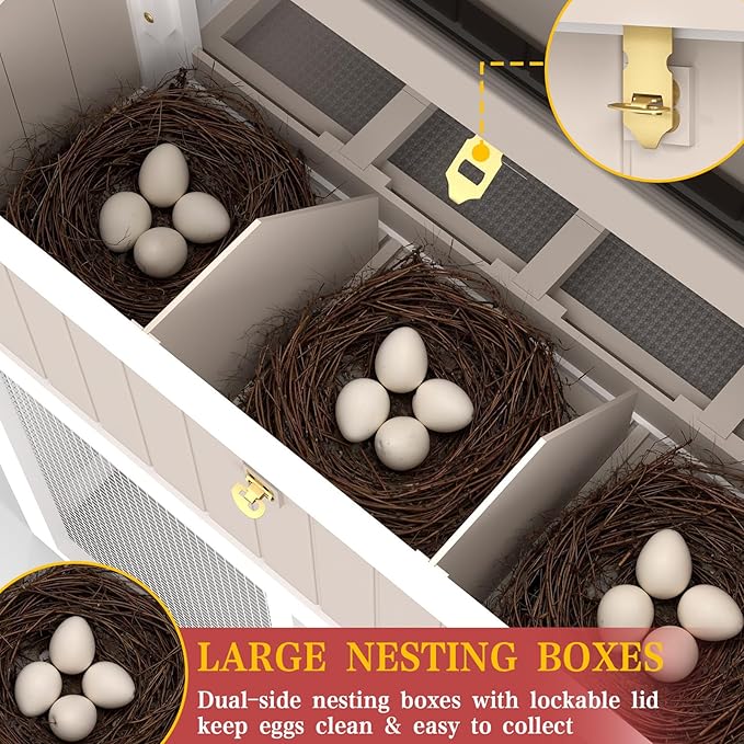 Large Chicken Coop Outdoor with Run, Expandable Hen House with 4 Nesting Boxes, Rabbit Hutch Poultry Bunny Cage for 2-4 Chickens with 4 Perches, Removable Tray and Ramp (56.3" L x 35.24" W x 52.8" H)